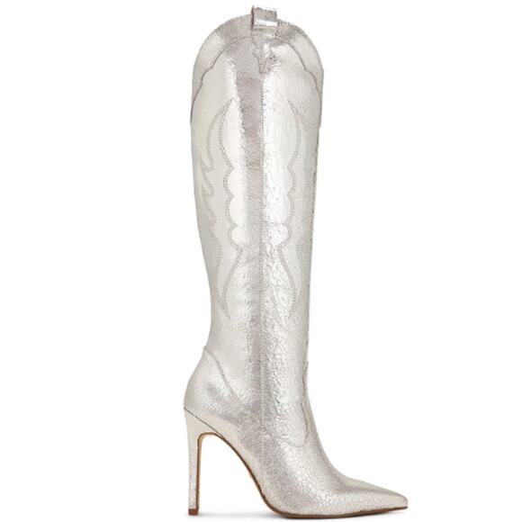 RAYE Bronco Boot in Silver Metallic Cowboy EUC Size 7 - Picture 3 of 10